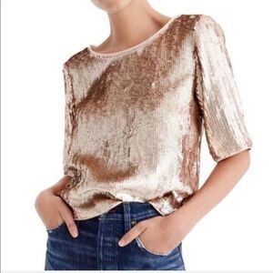 J.CREW Rose Gold Sequin Bianca Cropped Top US 0/ XS